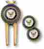 60687 U.s Navy Brass Divot Tool And 3 Ball Markers