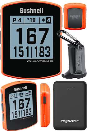 Branded 313035757741 Bushnell Phantom 2 Neon Orange Gps Golf Handheld Power Bundle With Playbe