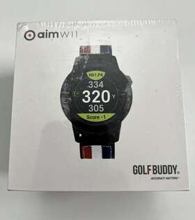 Golfbuddy 195627000042 Nib Golf Buddy Aim W11 Gps Watch With Usb Cable And Charging Cradle