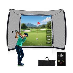 Kikilive 977741923872 Golf Net With Simulator Impact Screen And Target Cloth 10x8ft Practice