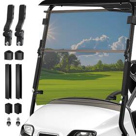 Leapgomax Ezgows01 5mm Thick Upgrade Pc Foldable Ezgo Txt Windshield With Heavy Duty Hinges Only