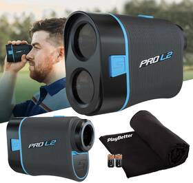 Playbetter 724901590001 Shot Scope Pro L2 Blue Golf Rangefinder Bundle With Microfiber
