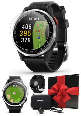 Playbetter 760532696897 Garmin Approach S44 Silver/black Golf Gps Smartwatch Gift Box Bundle - 1.2 Inch