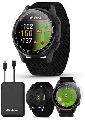Playbetter 760532696927 Garmin Approach S50 Slate/black Golf Gps Smartwatch Bundle - 1.2 Inch Amoled Di