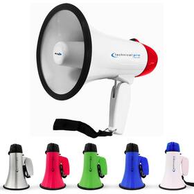 Technical Pro 817802017460 20 Watts Lightweight Portable 300m Range Megaphone Bullhorn Wit
