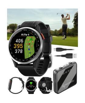 Wearable4u 810132456121 Garmin Approach S44 Golf Gps Smartwatch Silver Aluminum Bezel With Black Sili