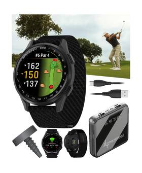 Wearable4u 810132456145 Garmin Approach S50 Golf Gps Smartwatch Slate Aluminum Bezel With Black Comfo