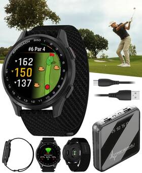 Wearable4u 810132456152 Garmin Approach S50 Golf Gps Smartwatch Slate Aluminum Bezel With Black Comfo