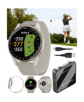 Wearable4u 810132456176 Garmin Approach S50 Golf Gps Smartwatch Cream Gold Aluminum Bezel With Ivory