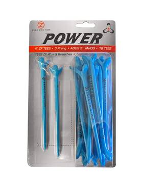 Zt25010 Zero Friction Power 3 Prong Golf Tees Blue 4 Inch 18 Pack