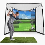 10X8FT Golf Hitting Net W/ Blank Simulator Screen, Fiberglass Frame & Steel Base. Fixed Price $144.99.