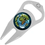 Planet Earth Golf Ball Marker Divot Repair Tool Bottle Opener. Fixed Price $15.88.