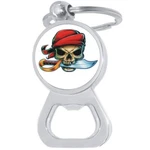 Pirate Skull Bottle Opener Keychain - Metal Beer Bar Tool Ring. Fixed Price $15.88.