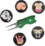 Golf Divot Repair Tool With Funny Ball Markers - Great Obscene Gestures Green. Fixed Price $32.99.