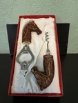 Vintage Hand, Carved Wooden Horse Wine Bottle Opener, Bar Tools. Fixed Price $21.00.