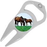 Brown Horses Golf Ball Marker Divot Repair Tool Bottle Opener. Fixed Price $15.88.