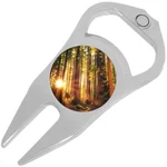 Forest Trees Sun Golf Ball Marker Divot Repair Tool Bottle Opener. Fixed Price $15.88.