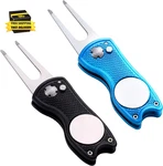 2 Pack Metal Foldable Golf Divot Tool With Pop-up Button & Magnetic Ball Marker. Fixed Price $8.87.