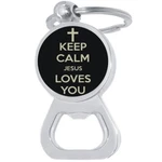 Keep Calm Jesus Loves You Bottle Opener Keychain - Metal Beer Bar Tool Ring. Fixed Price $15.88.