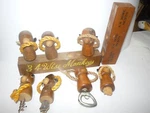 Bar Tools Wood Monkey See Hear & Speak No Evil Corkscrew Bottle Opener. Fixed Price $20.00.