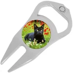 Black Cat And Flowers Golf Ball Marker Divot Repair Tool Bottle Opener. Fixed Price $15.88.