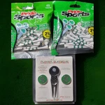 Jp Lann Divot Tool & $ Ball Markers + (2) Pridesports 2-3/4" Shamrock Tees Nip. Fixed Price $25.00.