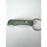 Level 4 Aluminum Bottle Opener Keychain Green Metallic Ring Tool. Fixed Price $12.00.