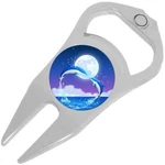 Dolphins Moon Golf Ball Marker Divot Repair Tool Bottle Opener. Fixed Price $15.88.