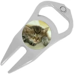 Napping Kitty Cat Golf Ball Marker Divot Repair Tool Bottle Opener. Fixed Price $15.88.