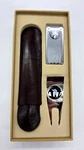 Tommy Bahama Leather Cigar Case Butane Lighter Golf Divot Tool Ball Marker Set. Fixed Price $80.00.