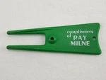 Vintage Plastic Golf Divot Tool - Ray Milne Green M2. Fixed Price $6.52.