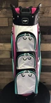 Demo Majek Premium Ladies Black White Teal Pink Golf Bag 14-WAY Top 5012-X6T8. Fixed Price $149.95.