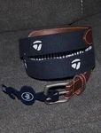 New Peter Millar Embroidered Canvas & Leather Golf Belt Taylormade 36 Blue. Fixed Price $99.99.