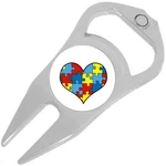 Puzzle Heart Autism Golf Ball Marker Divot Repair Tool Bottle Opener. Fixed Price $15.88.