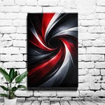 Red Black White Vortex Abstract Wall Art Swirling Ribbon Curves Design. Fixed Price $17.36.