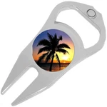 Palm Tree Tropical Sunset Golf Ball Marker Divot Repair Tool Bottle Opener. Fixed Price $15.88.