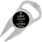 Keep Calm Jesus Loves You Golf Ball Marker Divot Repair Tool Bottle Opener. Fixed Price $15.88.