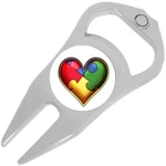 Autism Heart Puzzle Golf Ball Marker Divot Repair Tool Bottle Opener. Fixed Price $15.88.