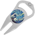 The Great Wave Starry Night Golf Ball Marker Divot Repair Tool Bottle Opener. Fixed Price $15.88.