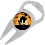 Black Cat Bats Halloween Golf Ball Marker Divot Repair Tool Bottle Opener. Fixed Price $15.88.