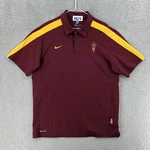 Nike Asu Sun Devils Polo Golf Shirt Dri-fit Mens Large Striped Burgundy Red 9675. Fixed Price $20.95.