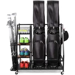 Keep Your Golf Gear Organized - 2 Bag Stand With Wheels Shelf. Fixed Price $179.99.