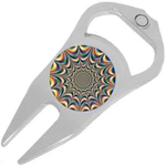 Psychedelic Pattern Golf Ball Marker Divot Repair Tool Bottle Opener. Fixed Price $15.88.