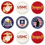 Officially Licensed United States Veteran Marine Corps 9-PACK Golf Ball Markers. Fixed Price $12.99.
