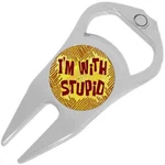 I'm With Stupid Golf Ball Marker Divot Repair Tool Bottle Opener. Fixed Price $15.88.