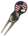 Golf Divot Repair Tool W/ Magnetic Ball Marker Silver Eagle Usa Flag New. Fixed Price $11.89.